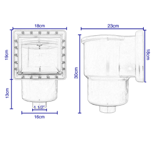 Σκίμμερ Πισίνας ABS Λευκά εξαρτήματα Oxygon ABS White Parts Spa skimmer Dimensions εξοπλισμός πισίνας