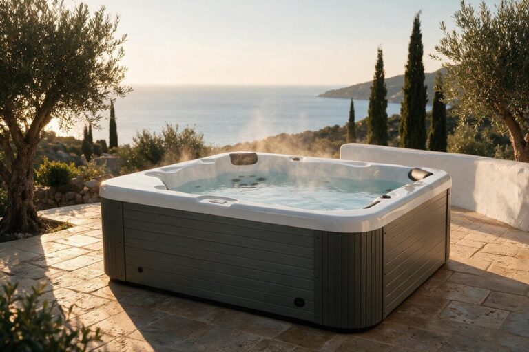 Hydromassage OX 6005 on a terrace overlooking the sea